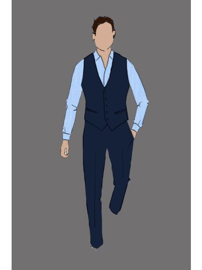 182156 - Uniform Shirt Male Blue End on End Solid (Indoor F&B & Star Service & Banquet)