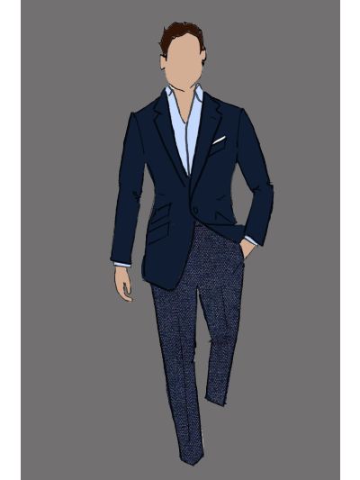 182153 - Uniform Jacket Male Blazer Hopsack Navy (3 Meal)